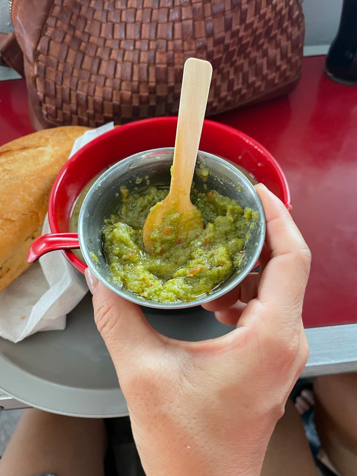 Mauritian green mazavaroo chili paste